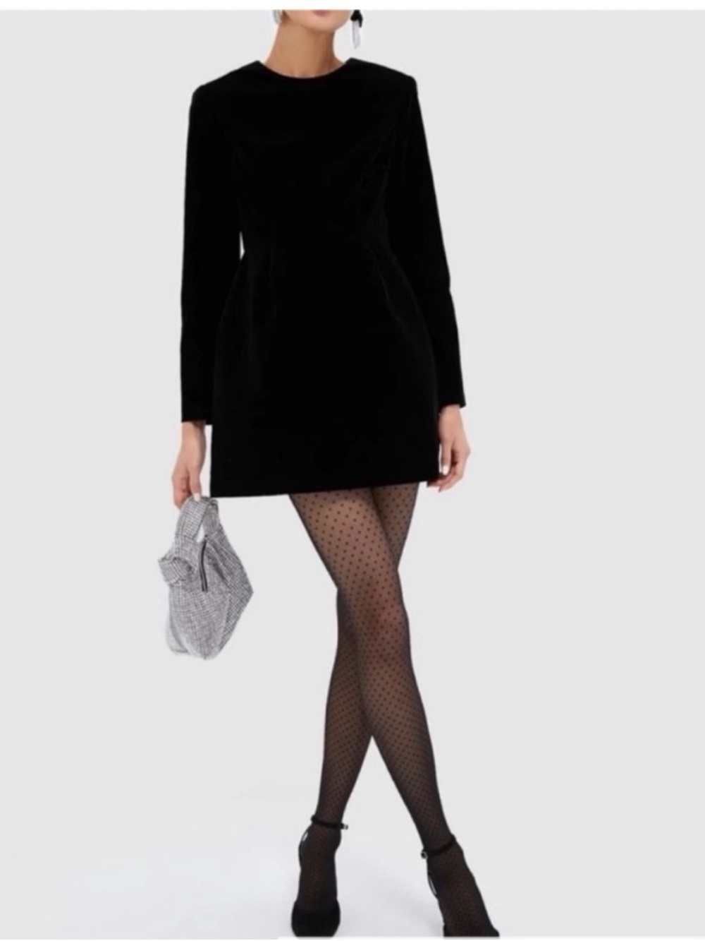 Tuckernuck Black Long-Sleeve Mini Dress Velvet NWT size 8